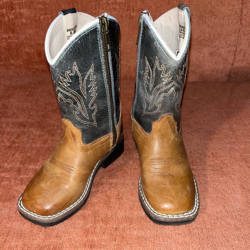 Toddler leather cowboy boots 8C